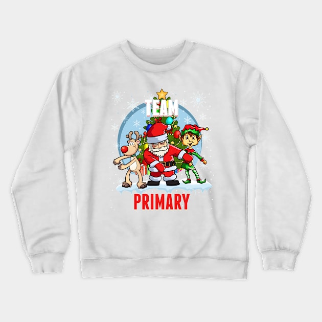 Team Primary Santa Elf Reindeer Flossing Kids Christmas Crewneck Sweatshirt by johnbbmerch